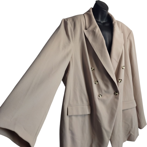 Nine West Blazer Women's Beige Double Breasted Plus Size Blazer Jacket Sz 4X NWT - Picture 3 of 8